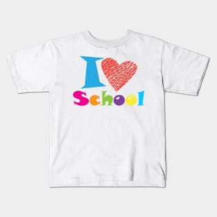 I love My School. Slogan. Back to school. Hello School. Happy Teacher Day. Autumn. Learning Children. Cartoon Graphic design Kids T-Shirt